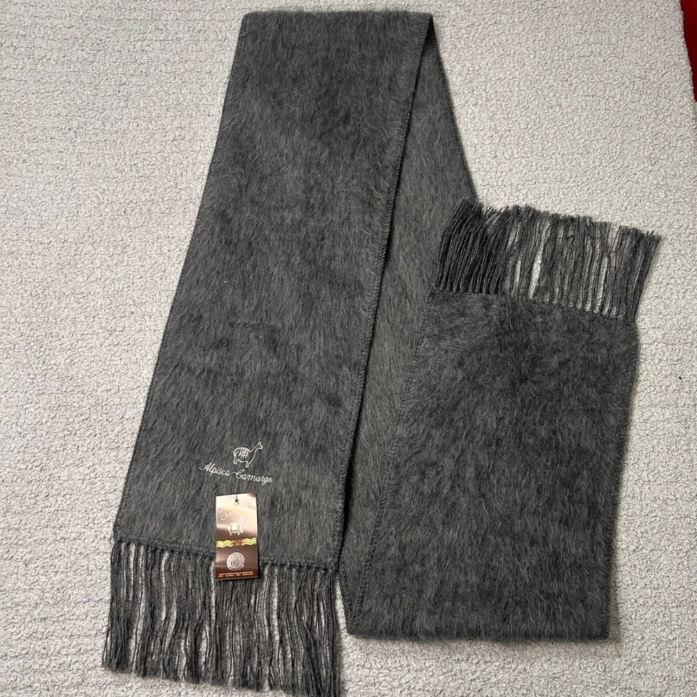 Alpaca Camargo Scarf Shaggy Fringe OS Grey Deadstock Y2K Grunge 2000s Vintage